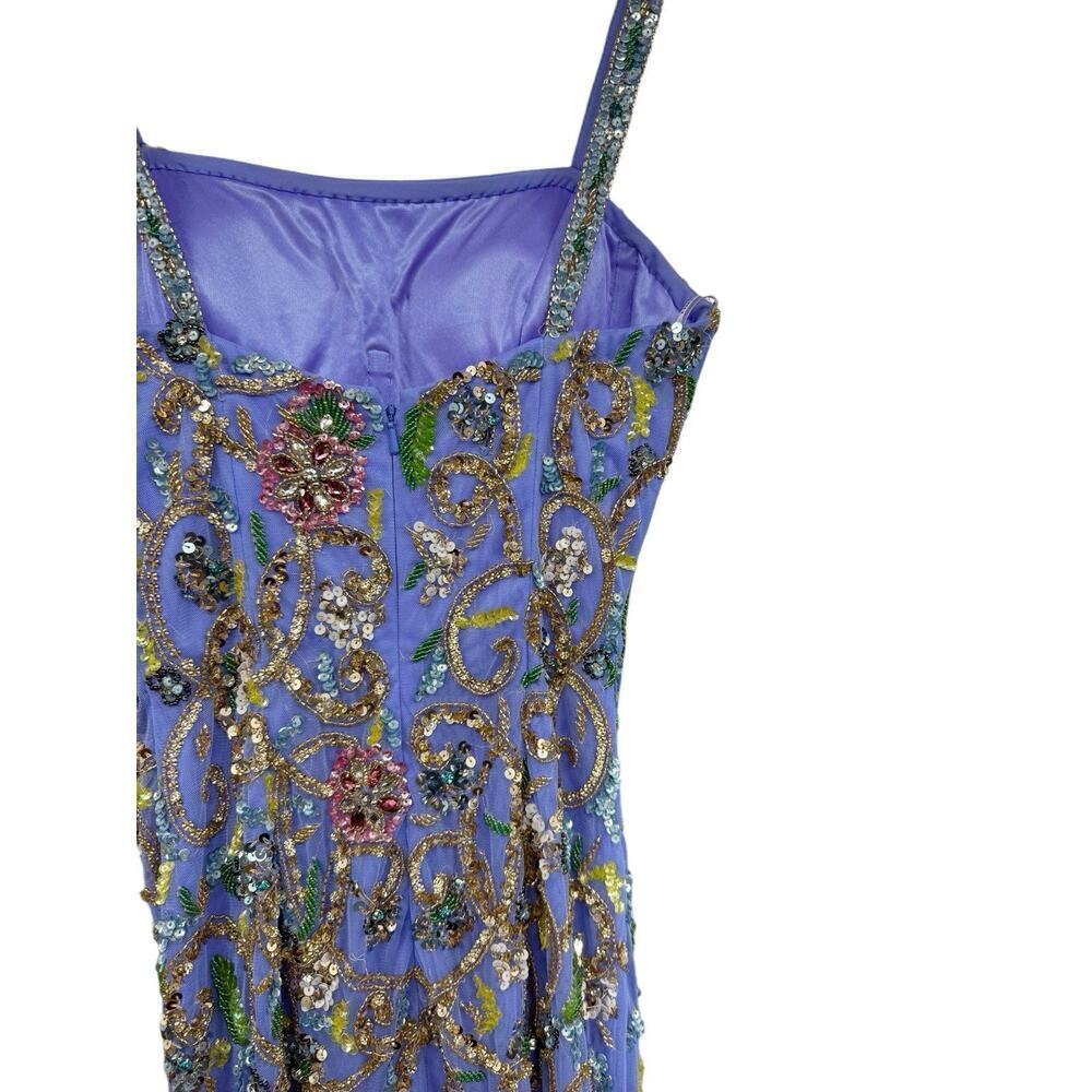 Sherri Hill Purple Fully Beaded Gown Dress Prom Pageant Womens Size 0 - Picture 15 of 16